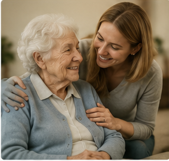 Caregiver spending time with an older adult